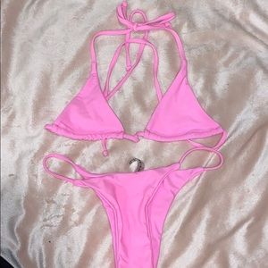 pink two piece bikini